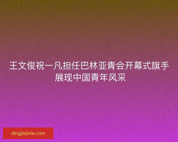 王文俊祝一凡担任巴林亚青会开幕式旗手 展现中国青年风采