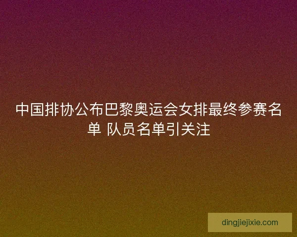 中国排协公布巴黎奥运会女排最终参赛名单 队员名单引关注