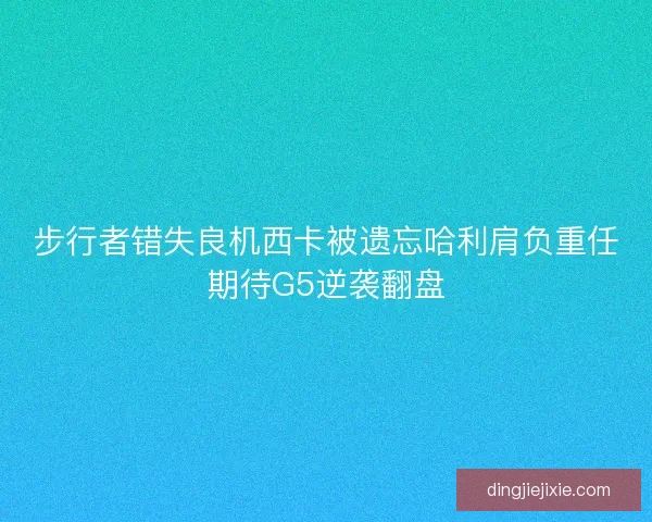 步行者错失良机西卡被遗忘哈利肩负重任期待G5逆袭翻盘