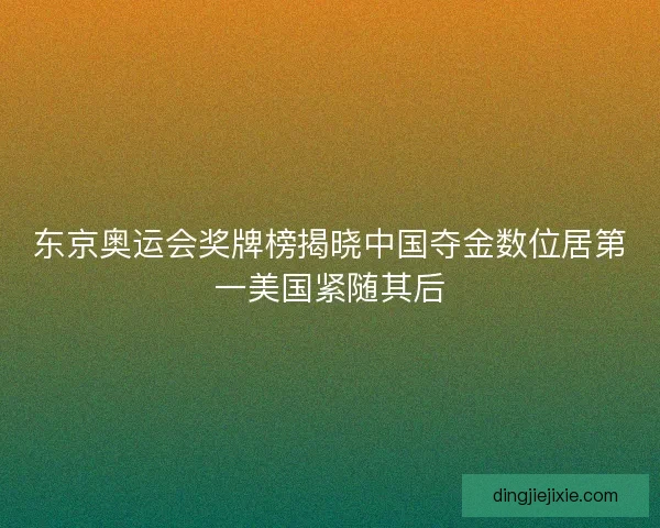 东京奥运会奖牌榜揭晓中国夺金数位居第一美国紧随其后